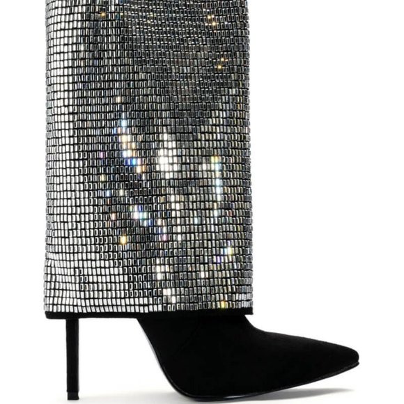 Disco ball glam Azaela Wang  Black Heeled Boots - Picture 5 of 7